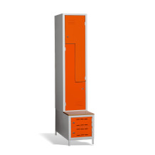 2+2-türiger Garderobenschrank mit Z-Türen, integrierter Sitzbank und Schuhschränken, COMFORT H Z2 400