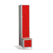 2+2-türiger Garderobenschrank mit Z-Türen, integrierter Sitzbank und Schuhschränken, COMFORT H Z2 400