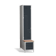 2+2-türiger Garderobenschrank mit Z-Türen, integrierter Sitzbank und Schuhschränken, COMFORT H Z2 400