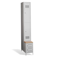 2+2-türiger Garderobenschrank mit kurzen Türen, integrierter Sitzbank und Schuhschränken, COMFORT H 1/2