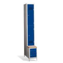 2+2-türiger Garderobenschrank mit kurzen Türen, integrierter Sitzbank und Schuhschränken, COMFORT H 1/2