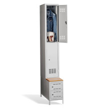 2+2-türiger Garderobenschrank mit kurzen Türen, integrierter Sitzbank und Schuhschränken, COMFORT H 1/2