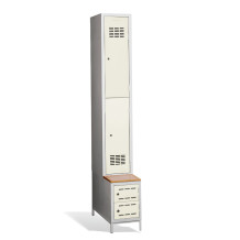 2+2-türiger Garderobenschrank mit kurzen Türen, integrierter Sitzbank und Schuhschränken, COMFORT H 1/2