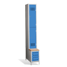 2+2-türiger Garderobenschrank mit kurzen Türen, integrierter Sitzbank und Schuhschränken, COMFORT H 1/2