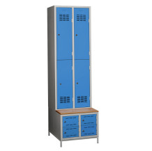 4+4-türiger Garderobenschrank mit kurzen Türen, eingebauter Sitzbank und Schuhschränken, COMFORT H 2/4