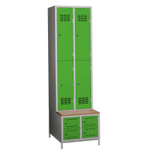 4+4-türiger Garderobenschrank mit kurzen Türen, eingebauter Sitzbank und Schuhschränken, COMFORT H 2/4