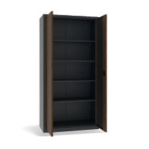 Büroschrank mit Holzfurnier an den Türen, DOCUCAB WOOD M 1990/1000/435 7016/TEK