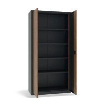 Büroschrank mit Holzfurnier an den Türen, DOCUCAB WOOD M 1990/1000/435 7016/WALNUT