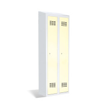 2-türiger Garderobenschrank mit Trennwand und integriertem Schrägdach, LOCKER H 2 BWM TOP SHELF