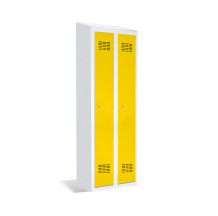 2-türiger Garderobenschrank mit Trennwand und integriertem Schrägdach, LOCKER H 2 BWM TOP SHELF