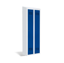 2-türiger Garderobenschrank mit Trennwand und integriertem Schrägdach, LOCKER H 2 BWM TOP SHELF