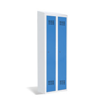 2-türiger Garderobenschrank mit Trennwand und integriertem Schrägdach, LOCKER H 2 BWM TOP SHELF
