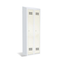 2-türiger Garderobenschrank mit Trennwand und integriertem Schrägdach, LOCKER H 2 BWM TOP SHELF