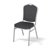 Saalstuhl mit silbernem Rahmen und schwarzem Bezug, HALLSEAT MX SMOOTH SR/BK