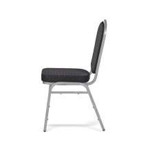 Saalstuhl mit silbernem Rahmen und schwarzem Bezug, HALLSEAT MX SMOOTH SR/BK