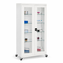 Krankenhaus-Medikamentenschrank mit 4 Glasböden und Rollen, HOSPICAB CH LONG GSH 9003