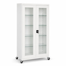 Krankenhaus-Medikamentenschrank mit 4 Glasböden und Rollen, HOSPICAB CH LONG GSH 9003