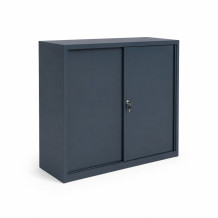 Niedriger Schrank mit Schiebetüren und 2 Fachböden, Anthrazit | SLIDE H 1090-1200-450 7016
