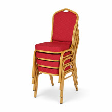 Stuhl mit goldenem Rahmen und rotem Bezug, HALLSEAT MX STRONG GD/RD