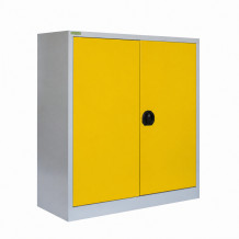 Niedriger Lagerschrank mit 2 Fachböden, 1000/1000/420 - RAL 1023