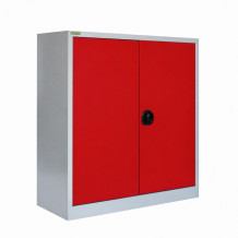 Niedriger Lagerschrank mit 2 Fachböden, 1000/1000/420 - RAL 3020