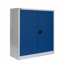 Niedriger Lagerschrank mit 2 Fachböden, 1000/1000/420 - RAL 5010