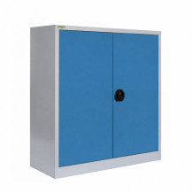 Niedriger Lagerschrank mit 2 Fachböden, 1000/1000/420 - RAL 5012