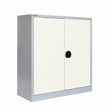 Niedriger Lagerschrank mit 2 Fachböden, 1000/1000/420 - RAL 9010