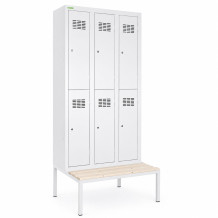 6-türiger Umkleideschrank mit kurzen Türen, LOCKER H 3/6 mit ergänzten Füßen