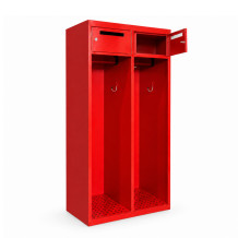 Zweiteilige Feuerwehrgarderobe mit perforiertem Boden