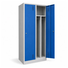 2-türiger Umkleidespind mit Trennwand, blau