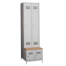 2+2-türiger Garderobenschrank mit integrierter Sitzbank und Schuhschränken, COMFORT H 2