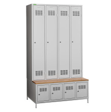 4+4-türiger Garderobenschrank mit integrierter Sitzbank und Schuhschränken, COMFORT H 4