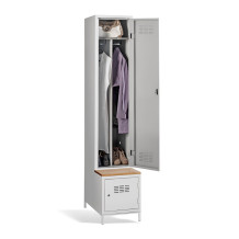 1+1-türiger Garderobenschrank mit Trennwand, integrierter Sitzbank und Schuhschrank, COMFORT H 1 BW