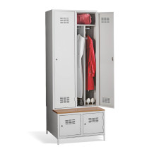 2+2-türiger Garderobenschrank mit Trennwand, integrierter Sitzbank und Schuhschränken, COMFORT H 2 BW