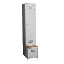 1+1-türiger Garderobenschrank mit Trennwand, integrierter Sitzbank und Schuhschrank, COMFORT H 1 BW