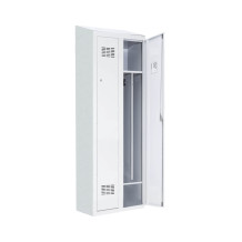 2-türiger Garderobenschrank mit Trennwand und integriertem Schrägdach, LOCKER H 2 BWM TOP SHELF