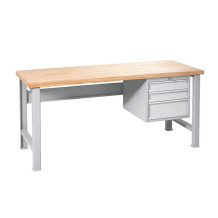 MODULBENCH GE 2000 D3 UD | Werkbank mit 3 Hängeschubladen und verstellbaren Füßen, 2000 mm