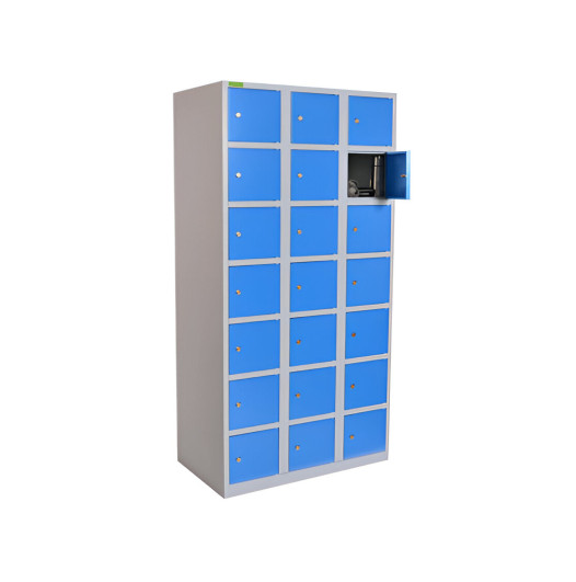 Wertfachschrank mit 21 Fächern – blau, VBOX H 3/21 7035/5012
