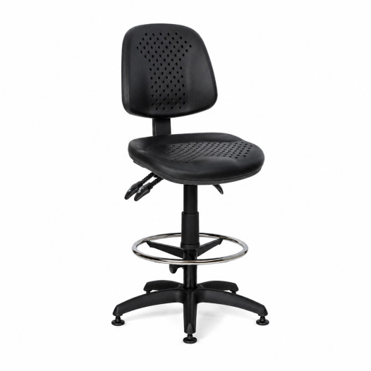 Industriestuhl mit Fußring und auf Gleitern, COMFORT PLUS/FIX