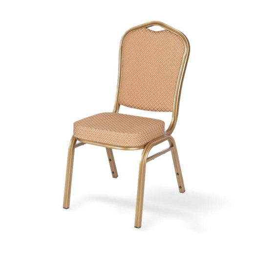 Stühle mit altgoldenem Gestell und Bezug in Karamellfarbe, HALLSEAT MX STRONG OGD/BN