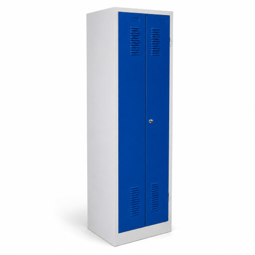 2-türiger Garderobenschrank mit mittiger Öffnung, blau, 1800/500/500 mm