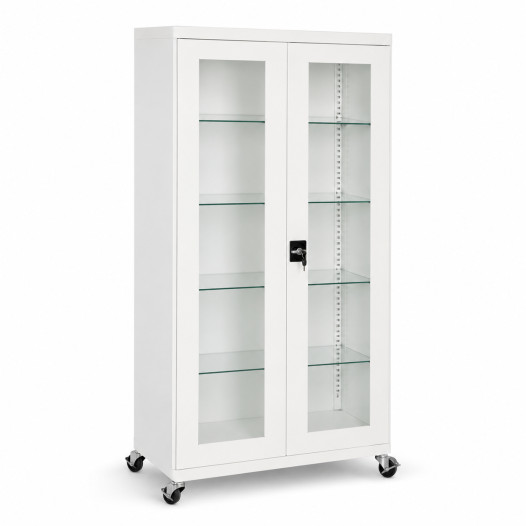 Krankenhaus-Medikamentenschrank mit 4 Glasböden und Rollen, HOSPICAB CH LONG GSH 9003