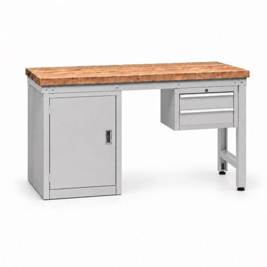 Werkbank mit Schrank und 2 Hängeschubladen, 1500 mm - Illustrationsfoto