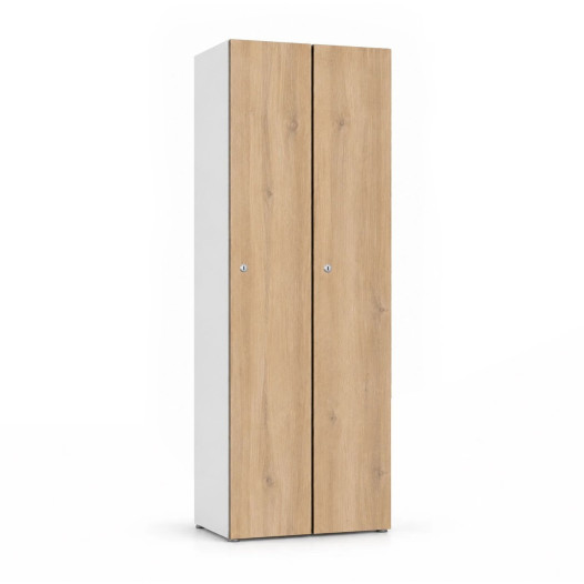 2-türiger Holz-Umkleidespind mit langen Türen, auf Gleitern
