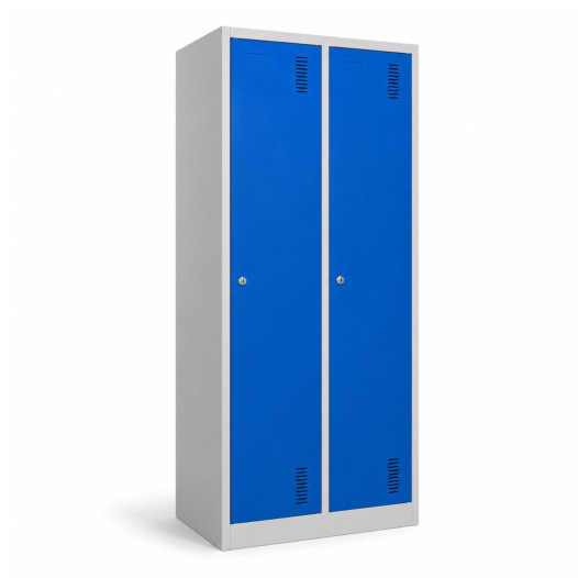 2-türiger Umkleidespind mit Trennwand, blau