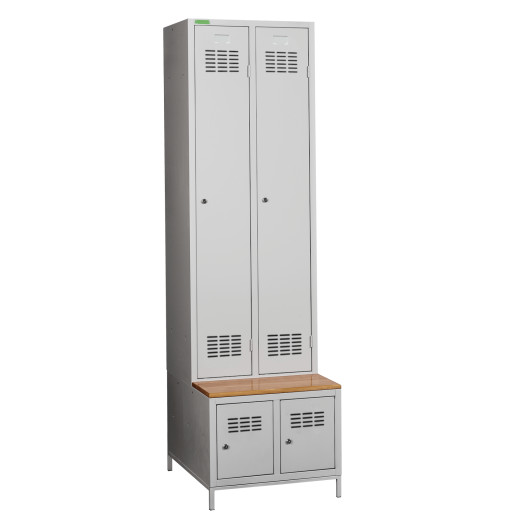 2+2-türiger Garderobenschrank mit integrierter Sitzbank und Schuhschränken, COMFORT H 2