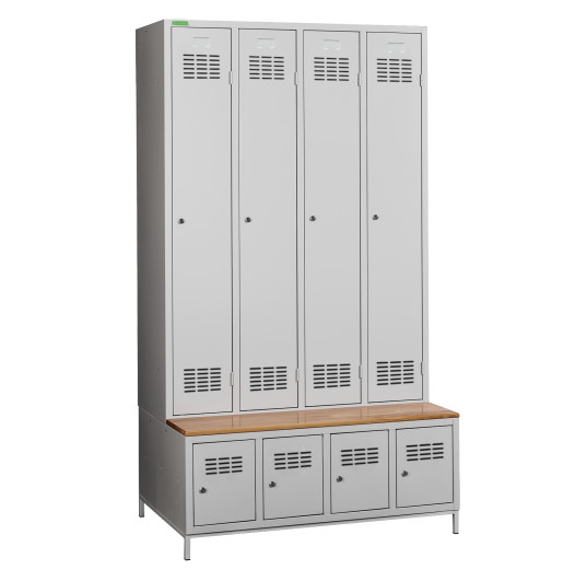 4+4-türiger Garderobenschrank mit integrierter Sitzbank und Schuhschränken, COMFORT H 4